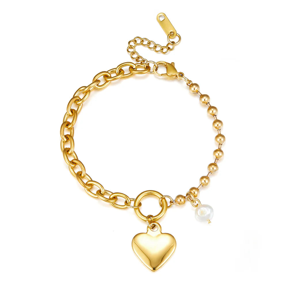 Heartfelt Pearl Charm Bracelet