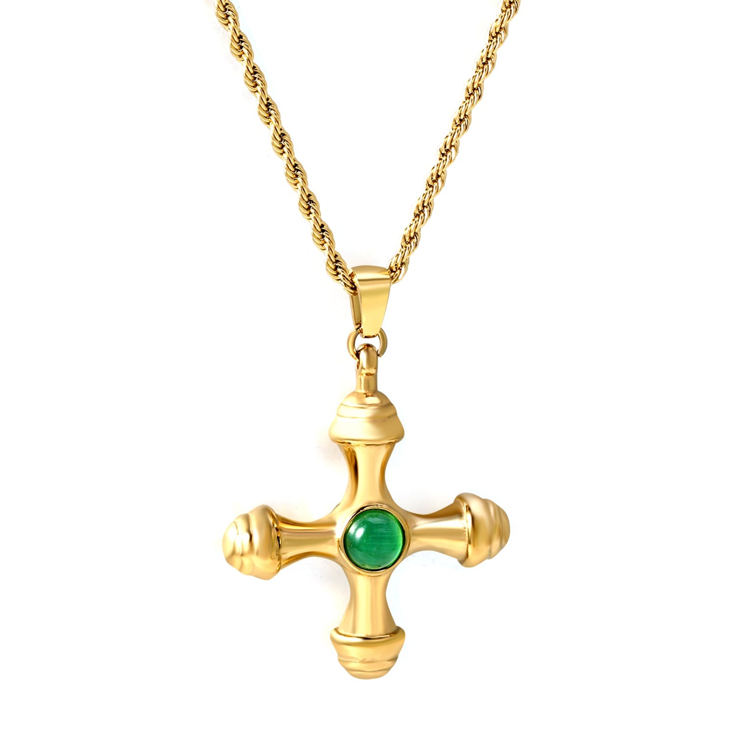 Cat's Eye Cross Pendant Necklace