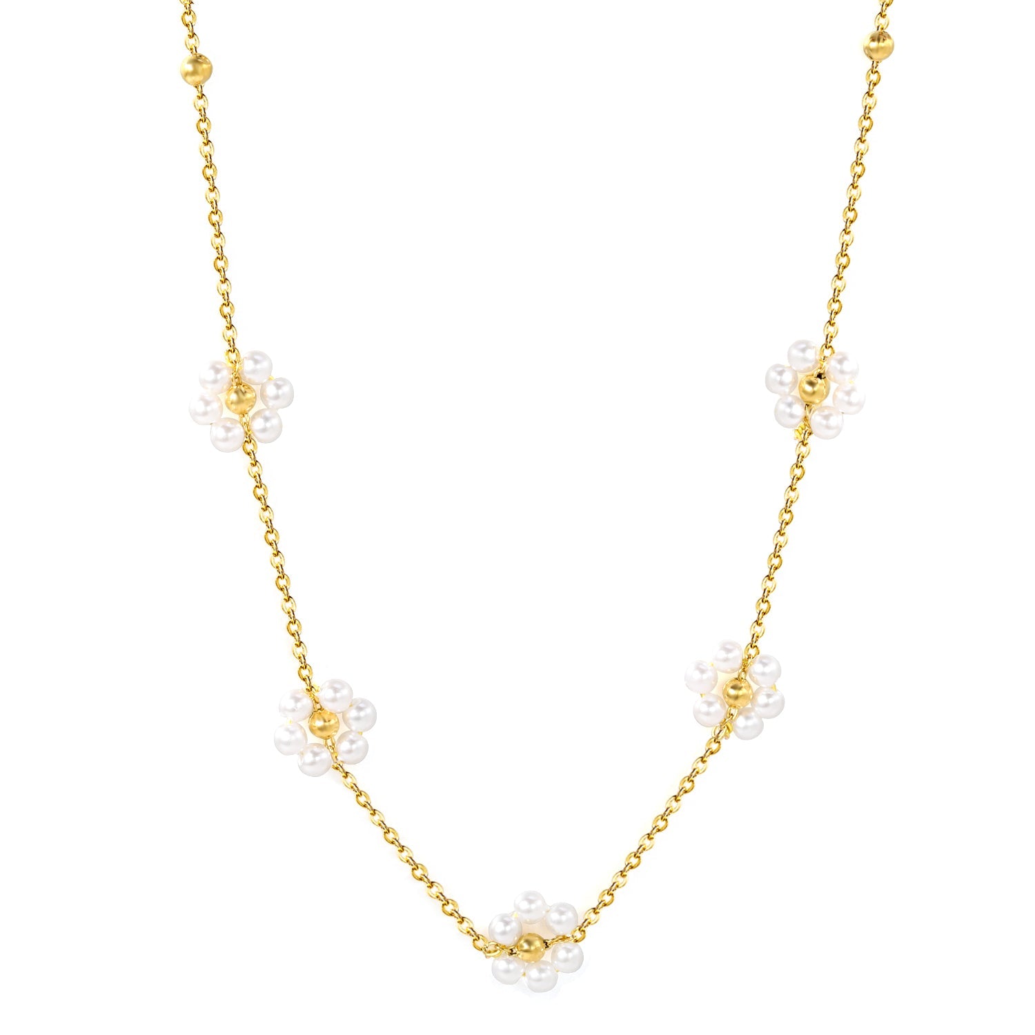 Floral Pearl Pendant Necklace