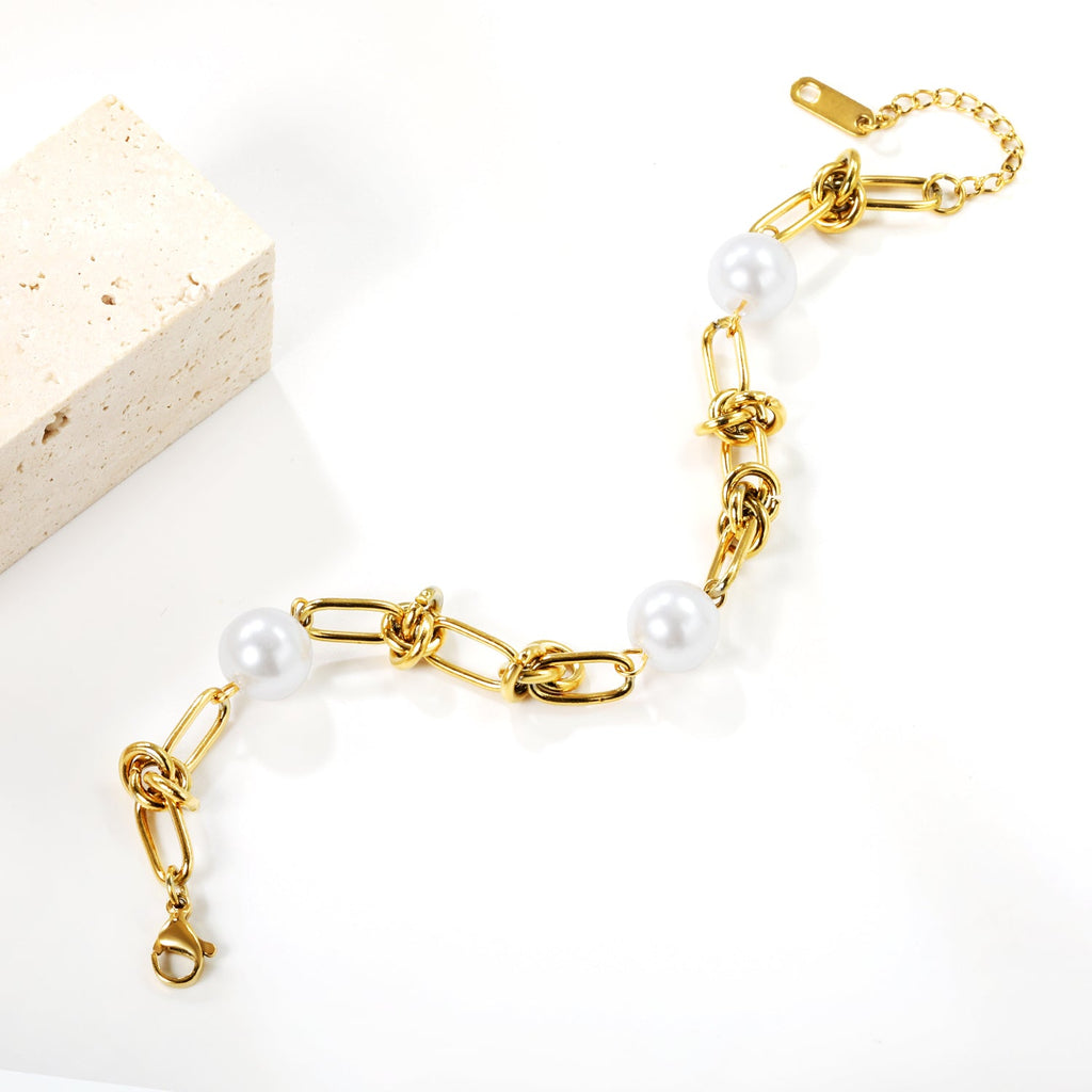 Knotty Pearl Charm Bracelet