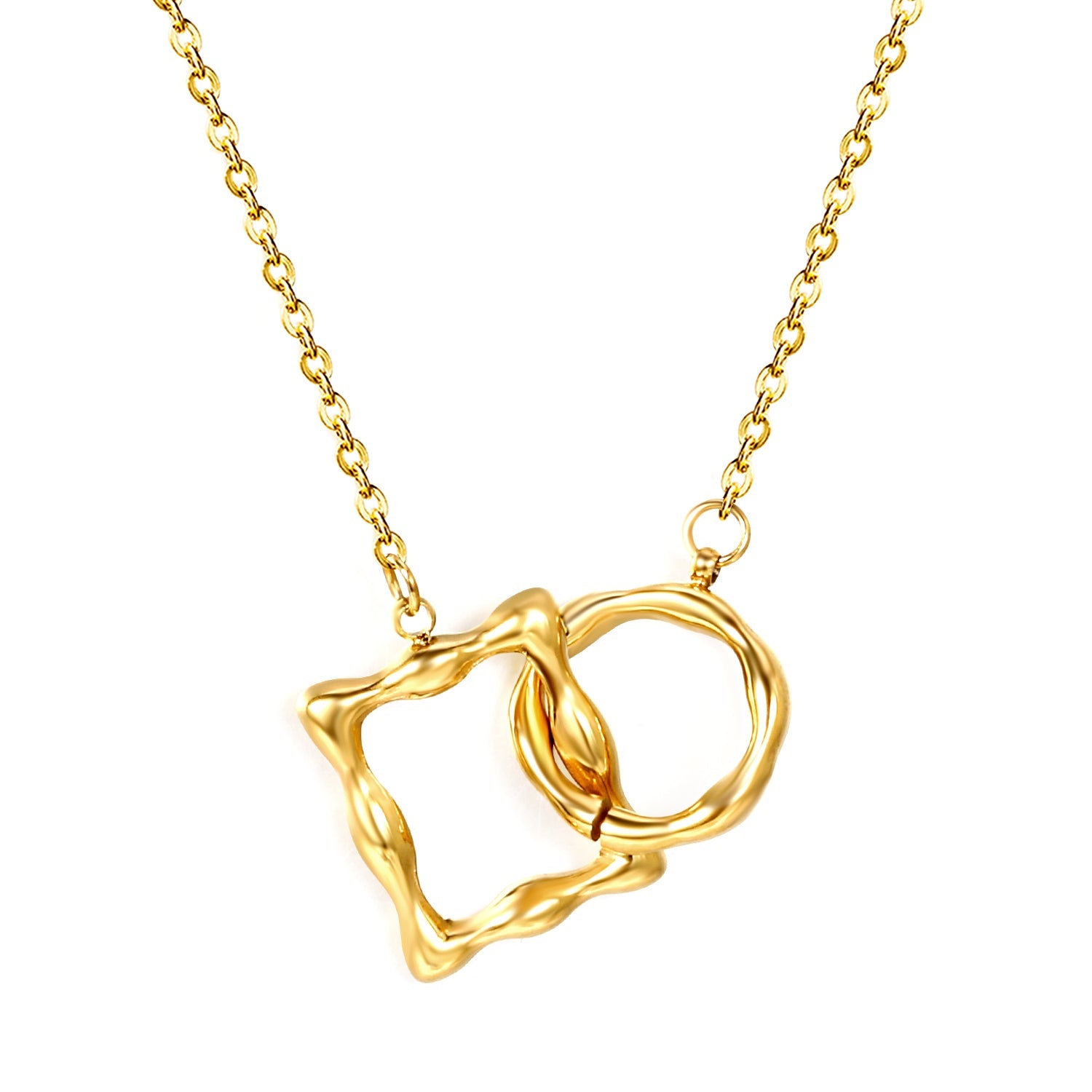 Irregular Square Clasp Pendant Necklace