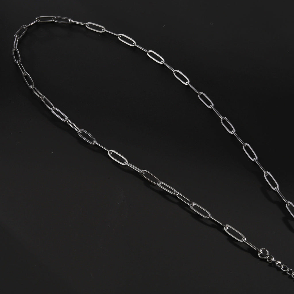 PALERMO Essential Paper-Clip Chain Link Silver Necklace