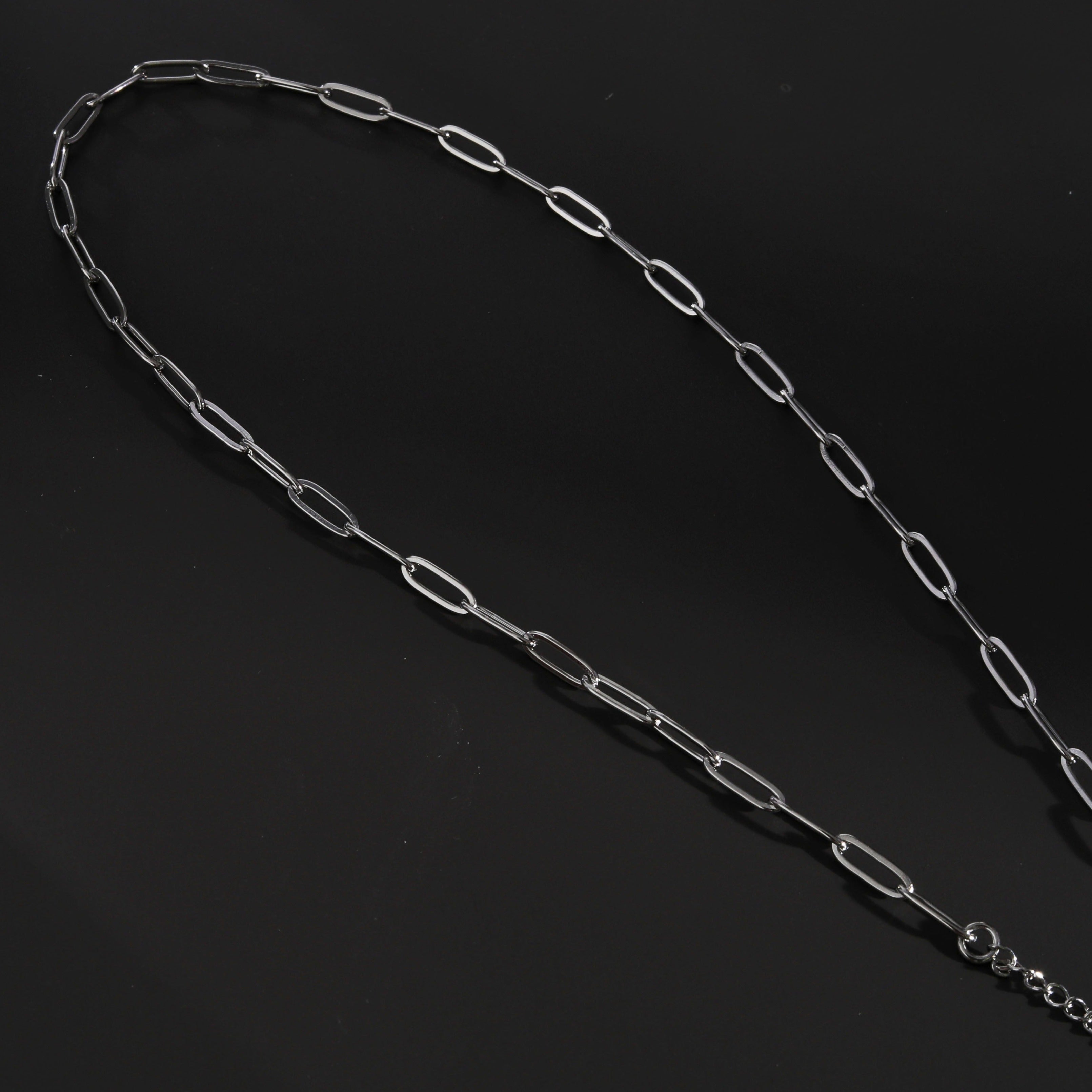 PALERMO Essential Paper-Clip Chain Link Silver Necklace