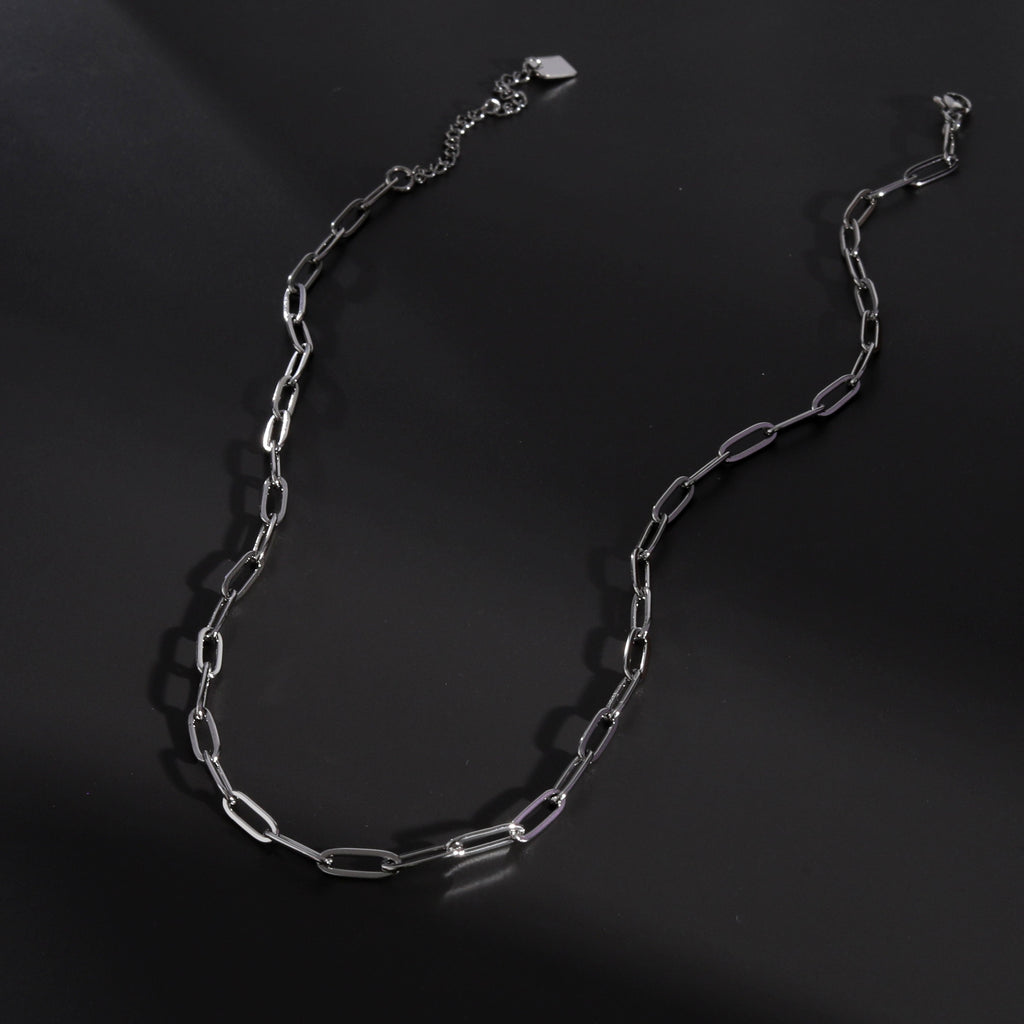 PALERMO Essential Paper-Clip Chain Link Silver Necklace