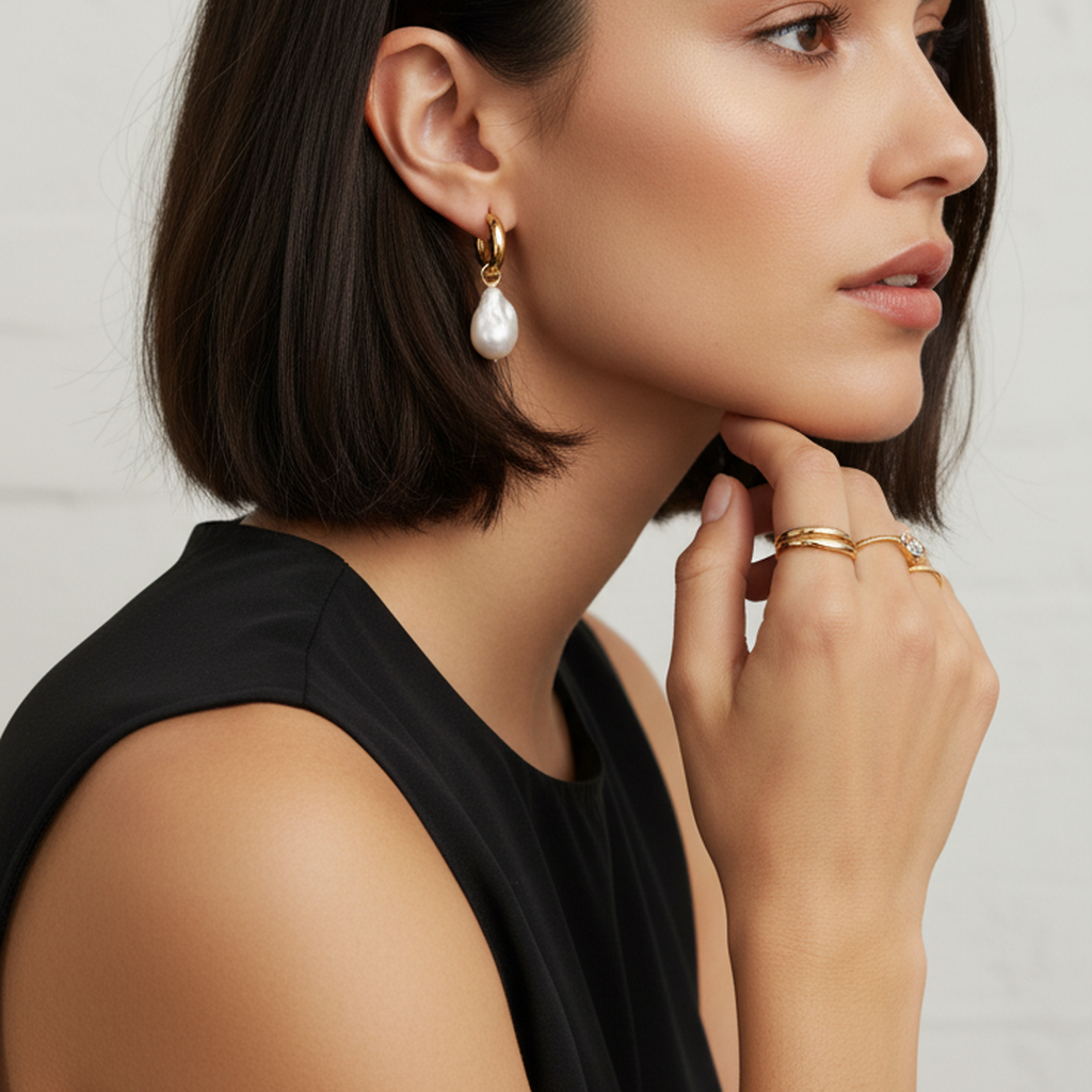 Pearl Circle Drop Earrings