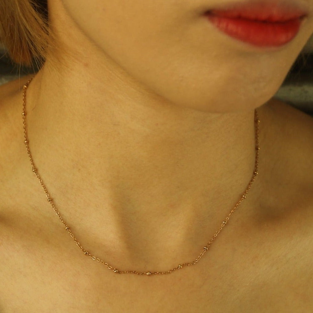 AVERY 20" Gold: Essential Daily Wear Beaded Gold Chain Necklace
