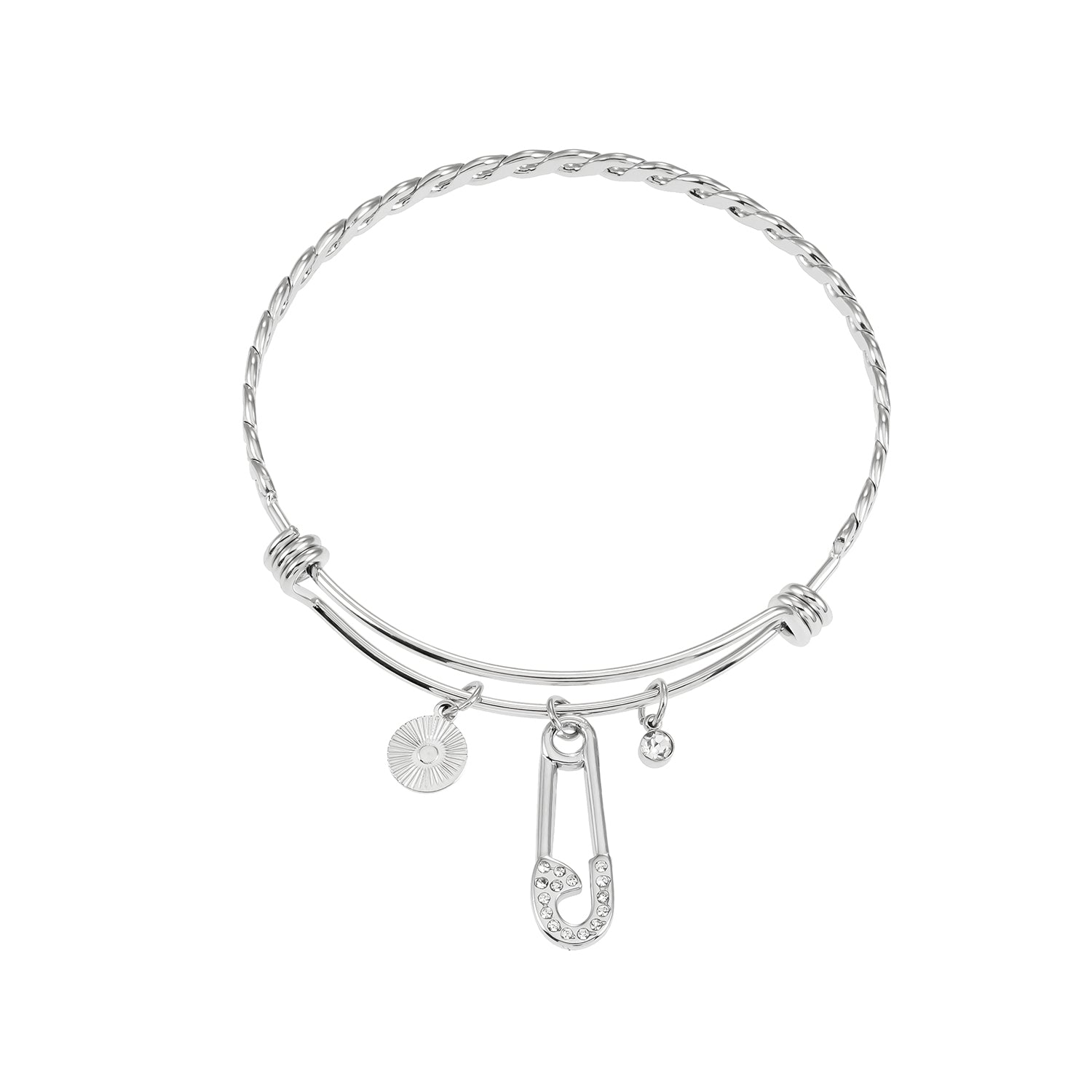 CHRISTINA: Charms Adorned White Gold (Silver Toned) Bracelet