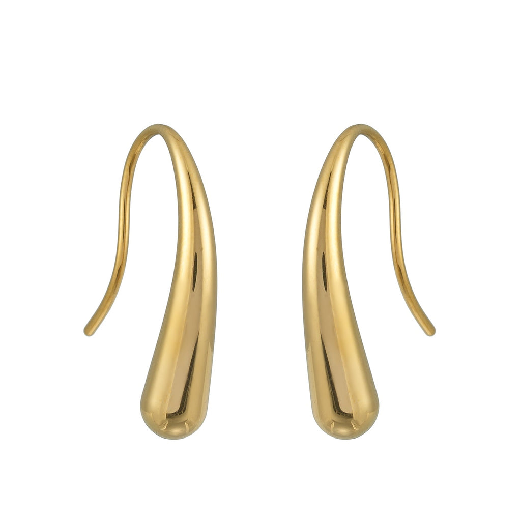 CLARA Gold: Swirl Tail Hoop Earrings – Minimalist Fluid Curve Design