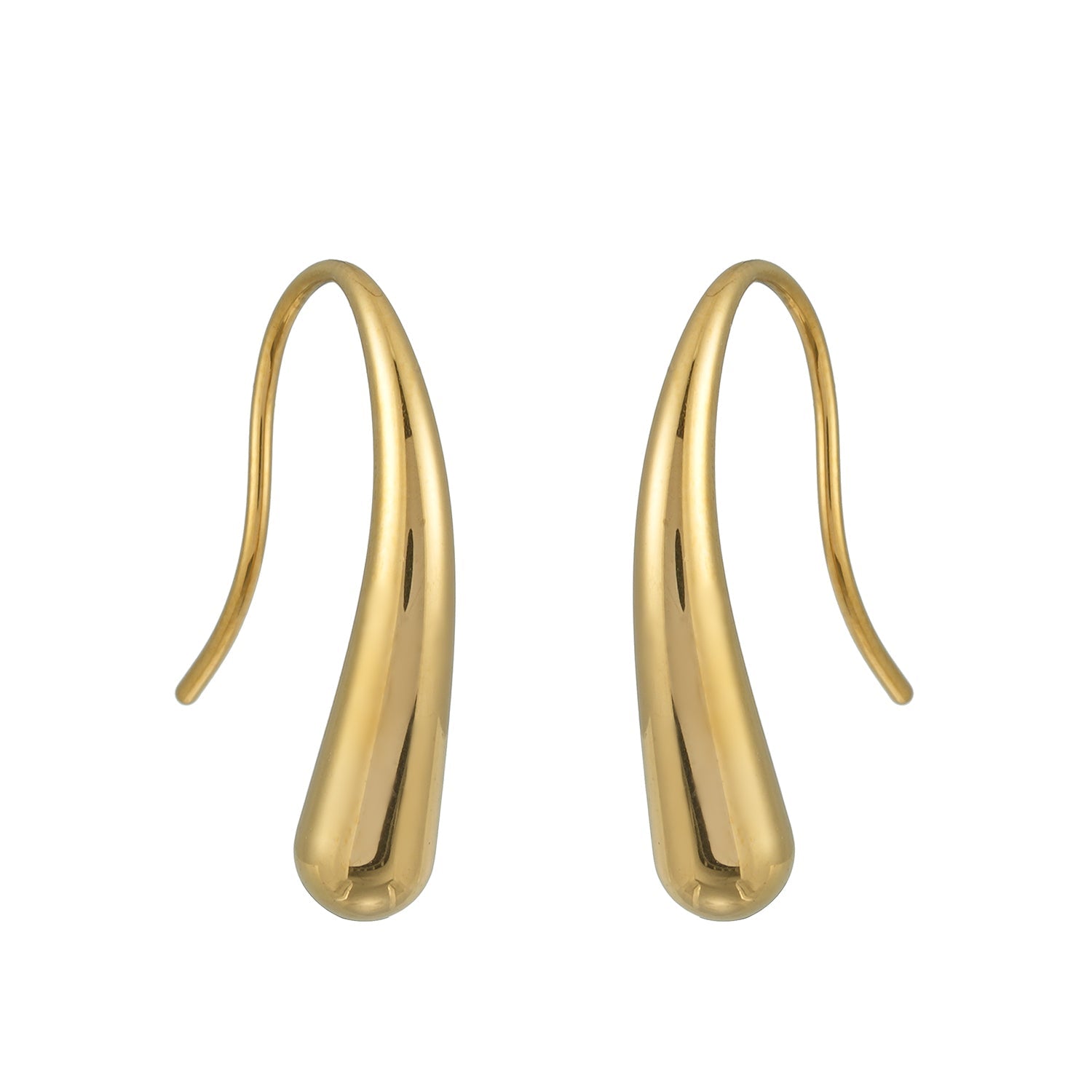CLARA Gold: Swirl Tail Hoop Earrings – Minimalist Fluid Curve Design