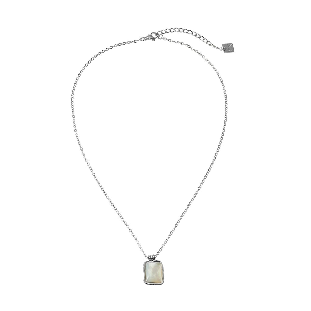 MAUI Silver: Vintage-Inspired Rectangle Shell Pendant Chain Necklace