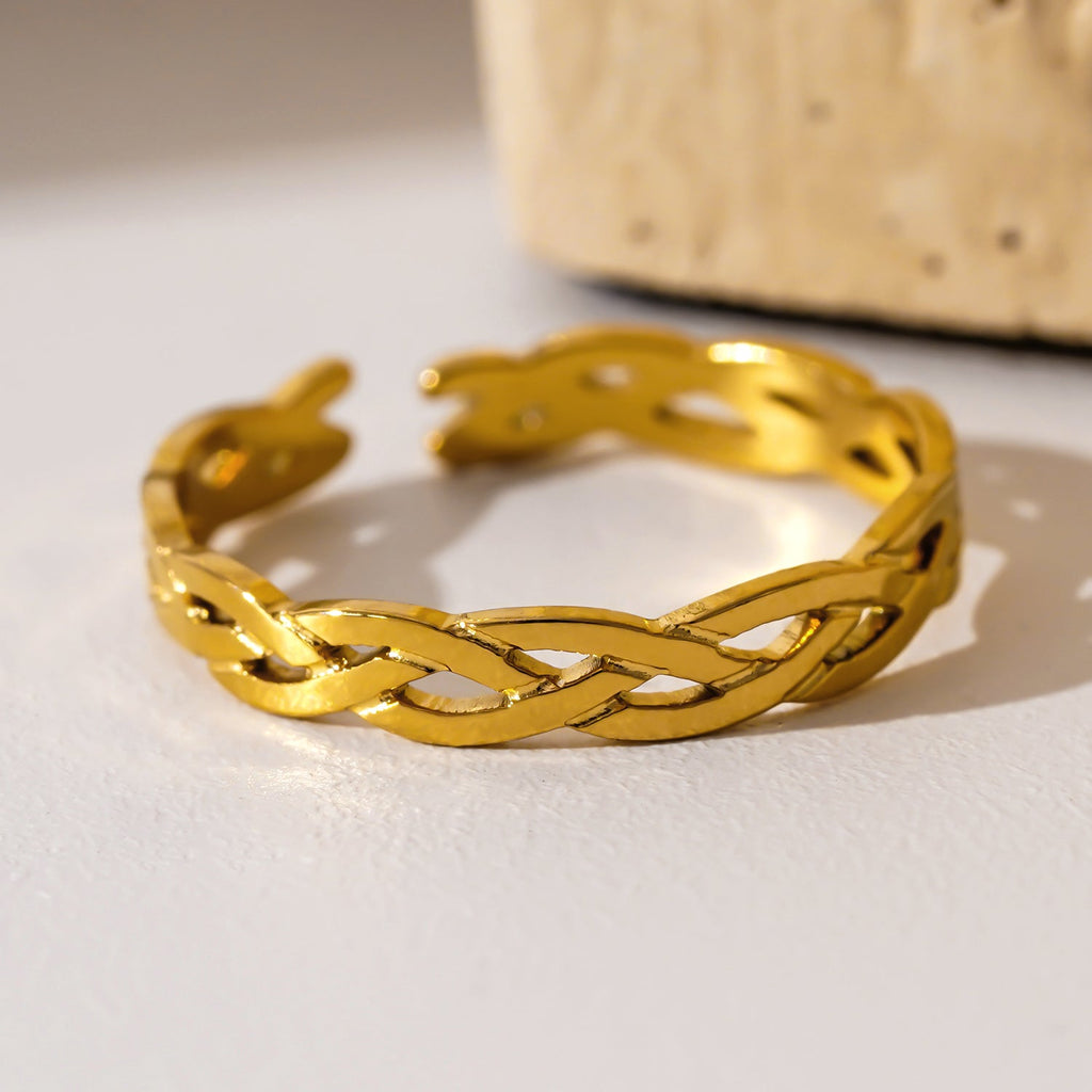 ELIOTT Gold: Cross Over Weave Pattern Band Ring