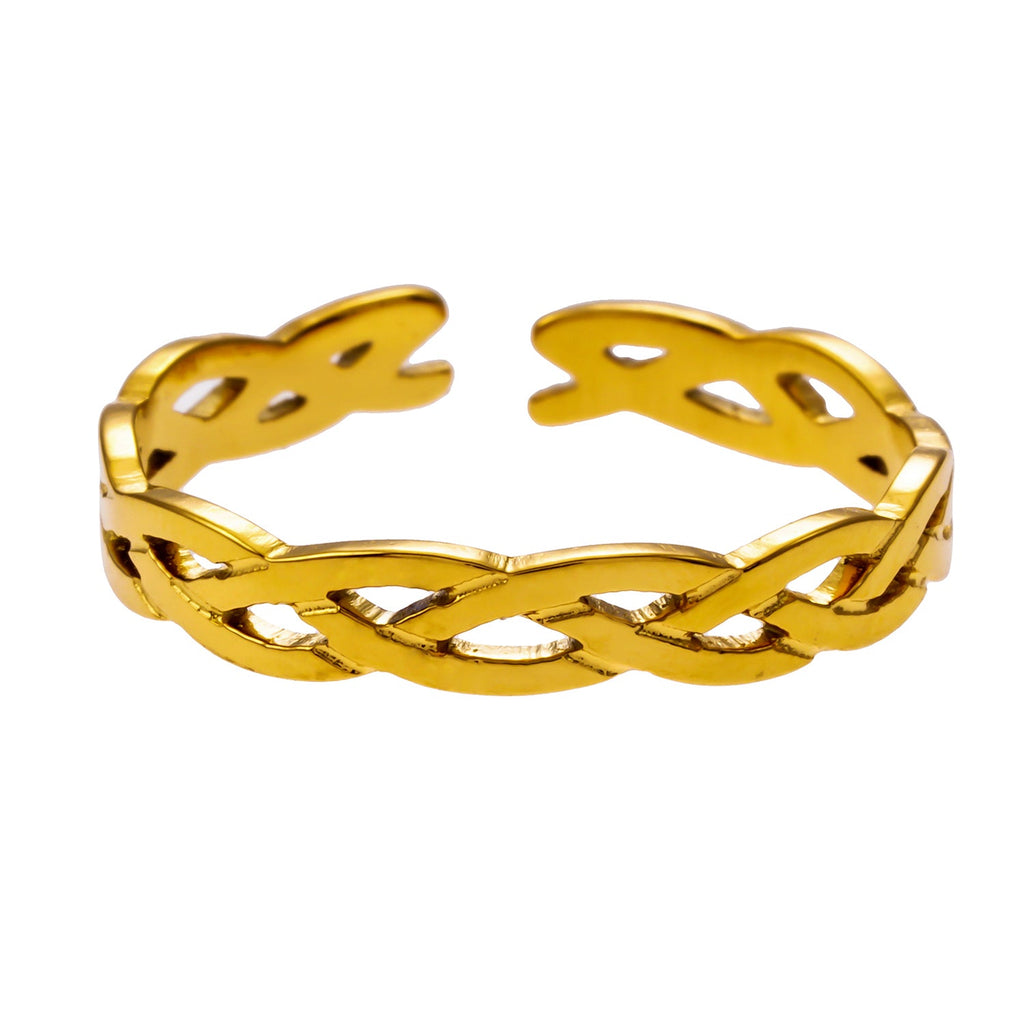 ELIOTT Gold: Cross Over Weave Pattern Band Ring