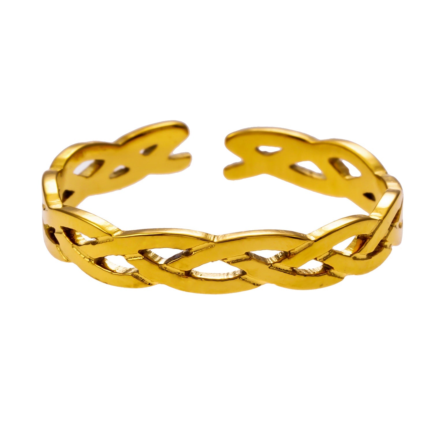 ELIOTT Gold: Cross Over Weave Pattern Band Ring