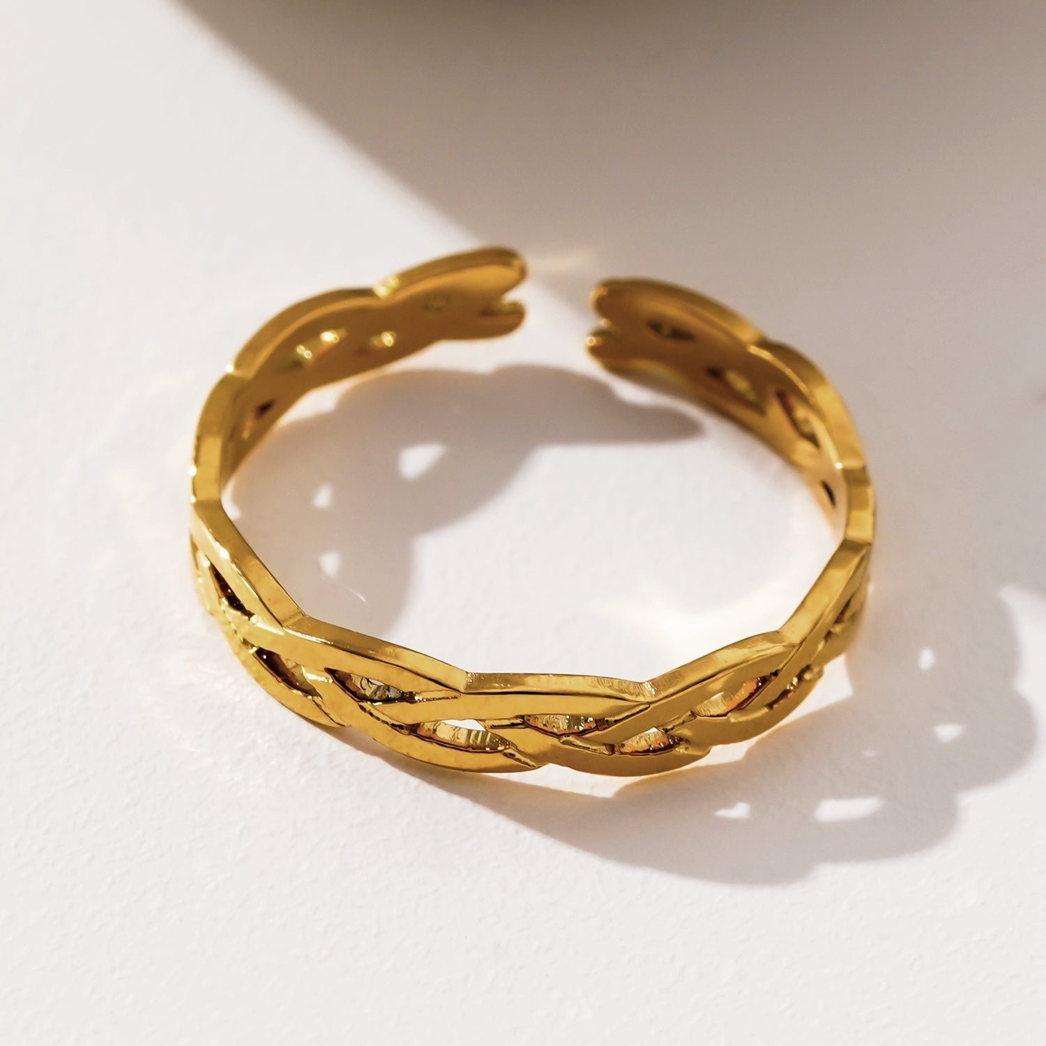 ELIOTT Gold: Cross Over Weave Pattern Band Ring