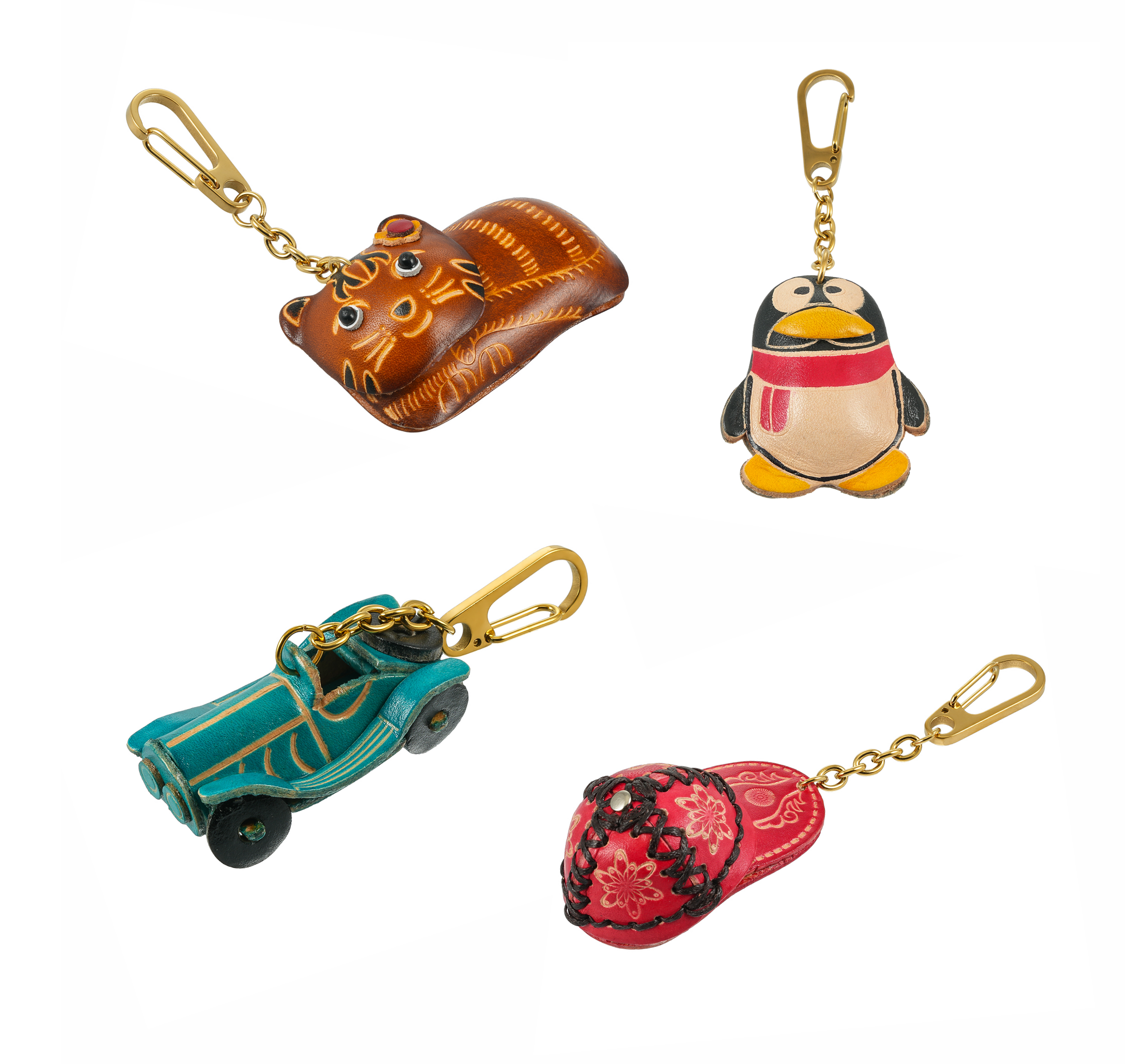 Whimsy Luxe Leather Key Rings Collection | 18K Gold Infused Collectable Characters