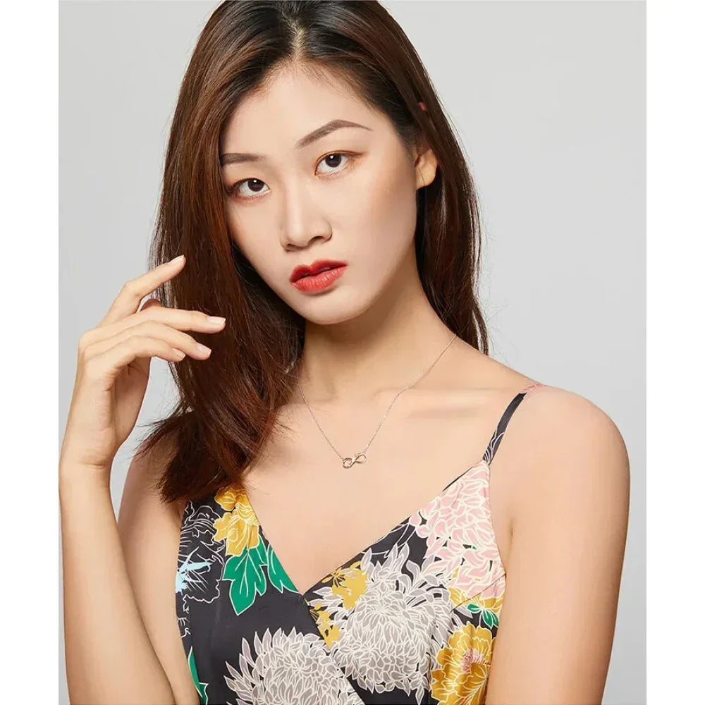 Delicate Rose: Sterling Silver Choker Necklace with Infinity Design