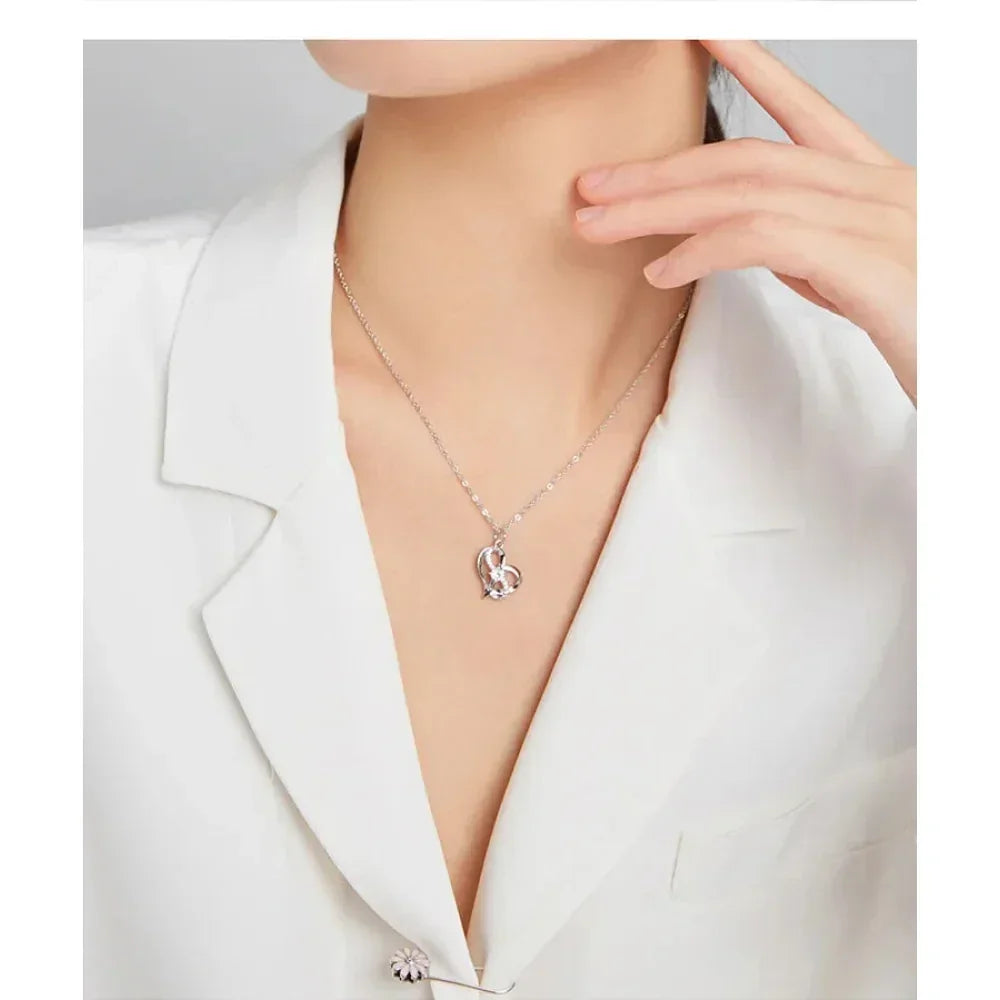 Sterling Silver Forever Love Heart Pendant Necklace With Cubic Zirconia - Women'S Necklace