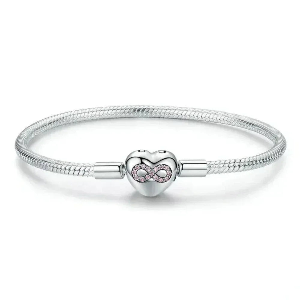 Sterling Silver Infinity Heart Bracelet with CZ
