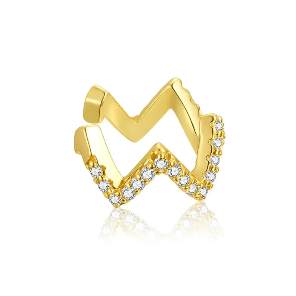 925 Sterling Silver Ear Cuff - Elegant Gold Color Clip Earrings For Women