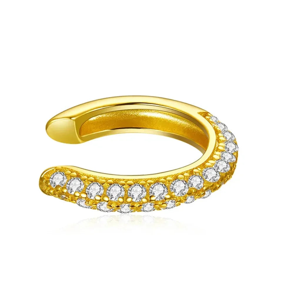 925 Sterling Silver Ear Cuff - Elegant Gold Color Clip Earrings For Women