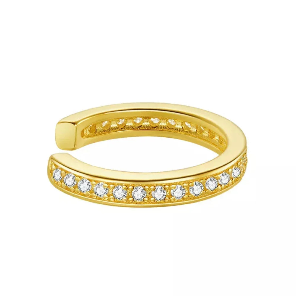 925 Sterling Silver Ear Cuff - Elegant Gold Color Clip Earrings For Women