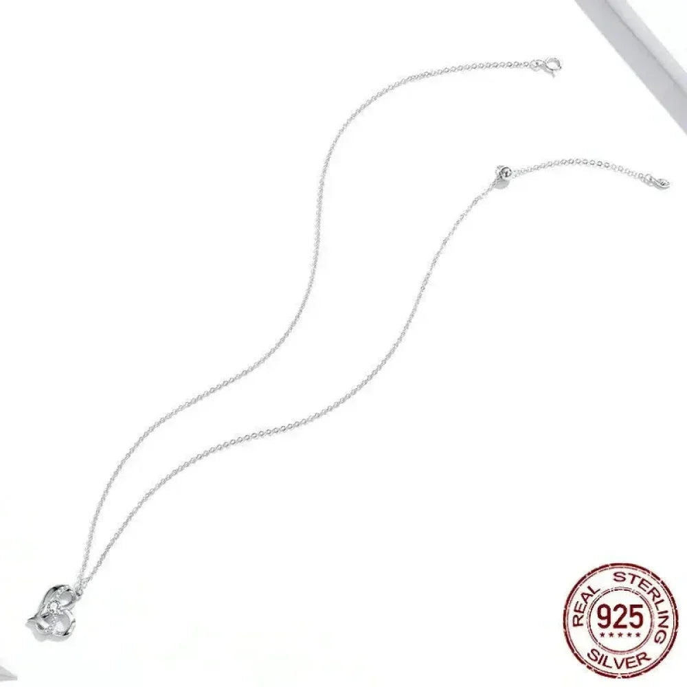 Sterling Silver Forever Love Heart Pendant Necklace With Cubic Zirconia - Women'S Necklace