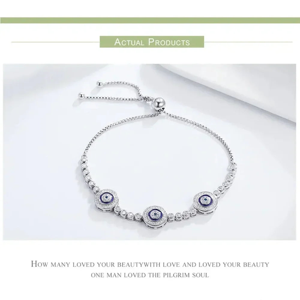 925 Sterling Silver Evil Eye Tennis Bracelet