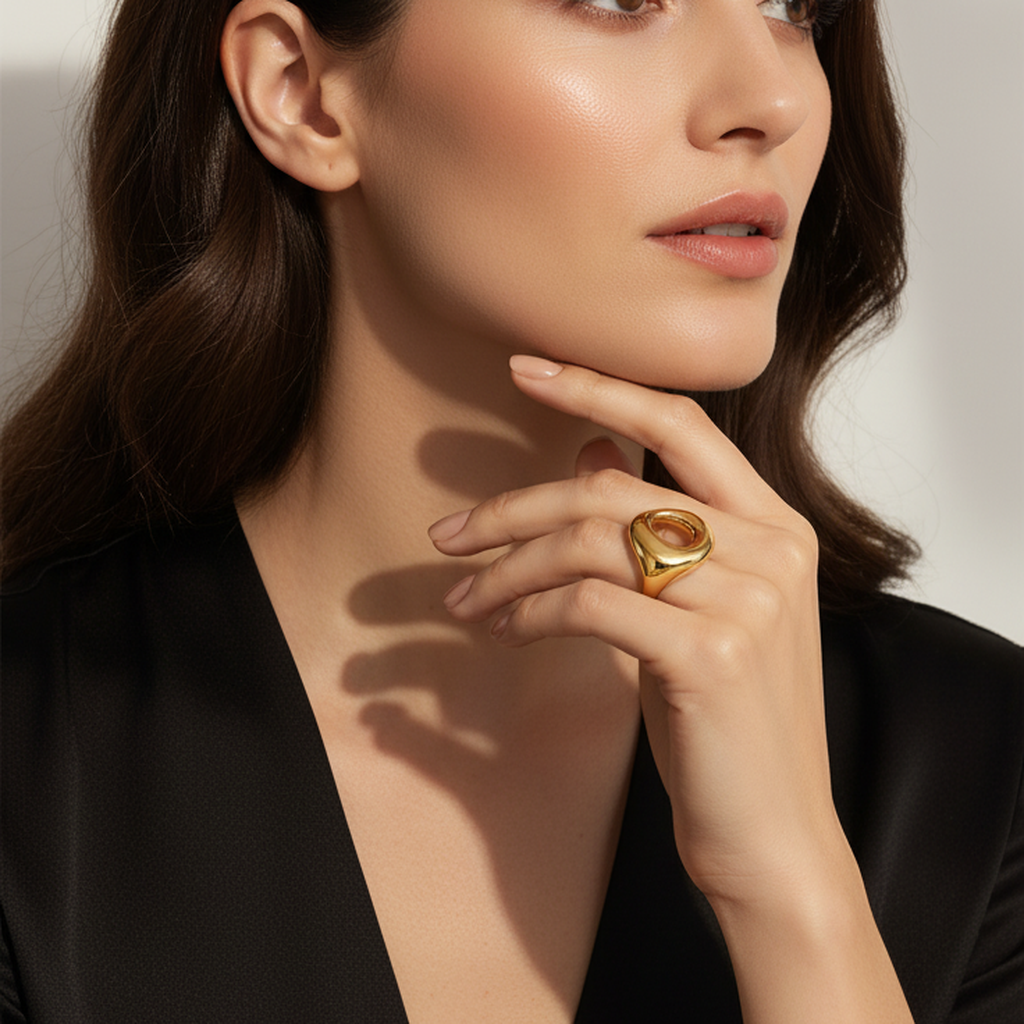 Golden Organic Embrace Ring