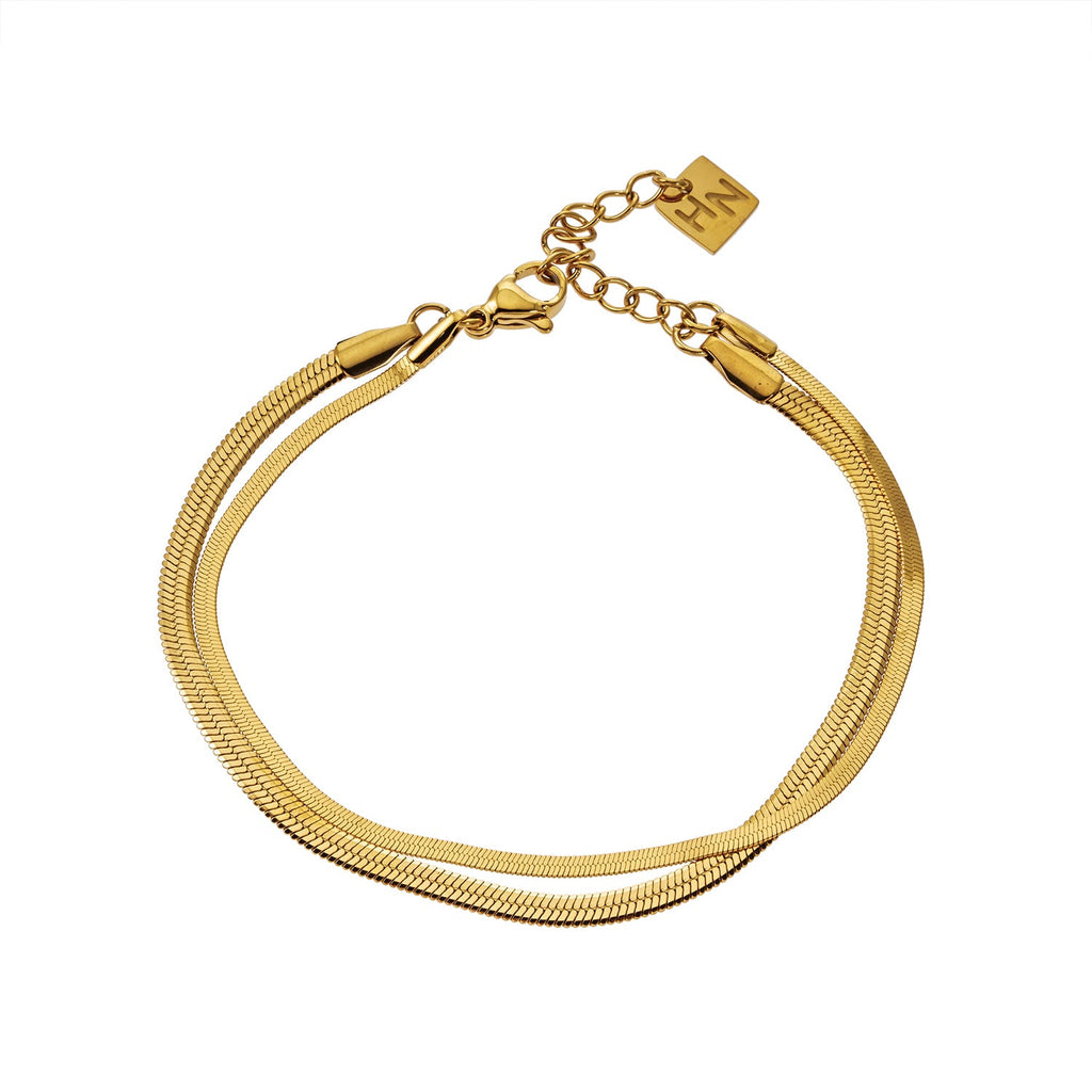 INESE: Snake-Skin Textured 2-Layer Gold Bracelet