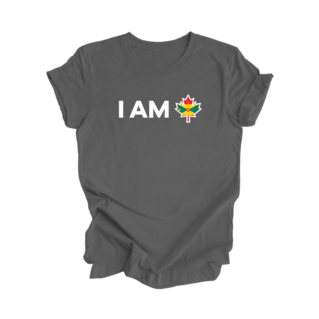 I Am Canada - Canadian Maple Leaf with Grenada Flag, Canadian Gift T-Shirt, Grenada Present, National Flag Tee Shirt - Inspired X