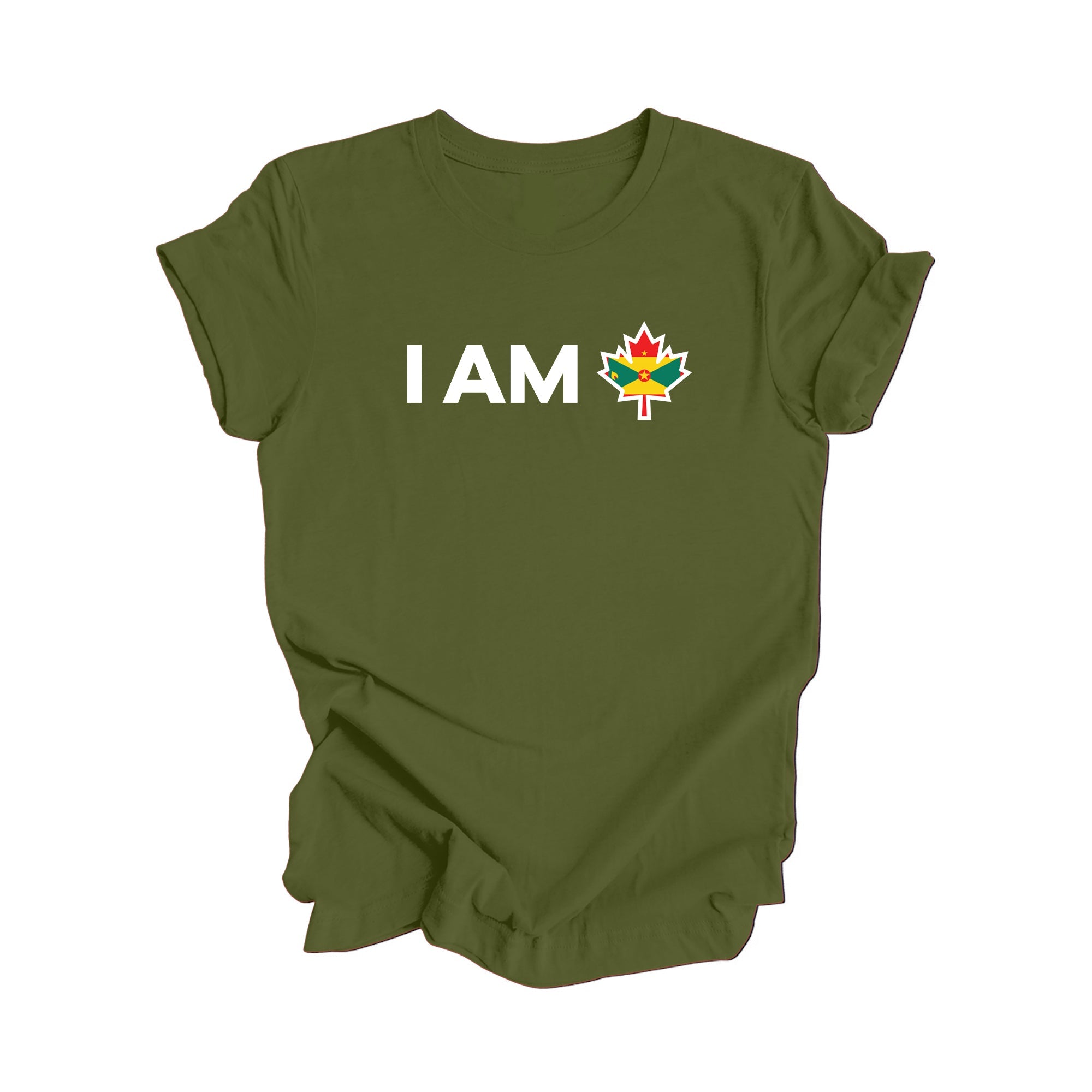 I Am Canada - Canadian Maple Leaf with Grenada Flag, Canadian Gift T-Shirt, Grenada Present, National Flag Tee Shirt - Inspired X