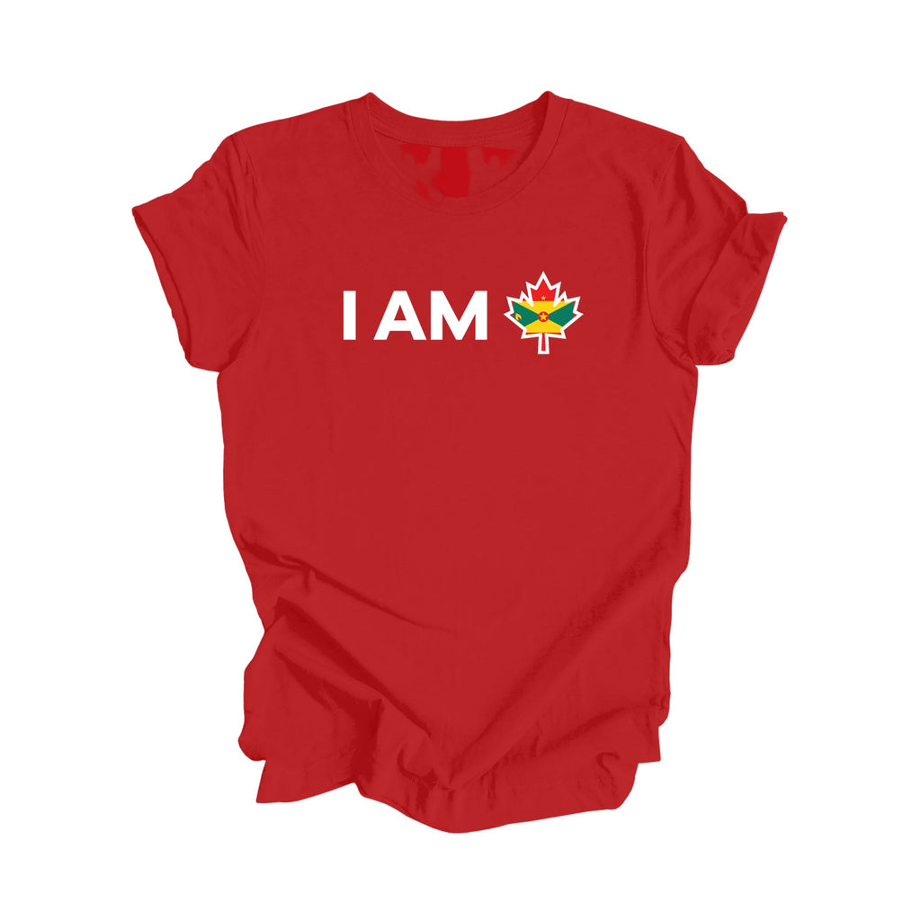 I Am Canada - Canadian Maple Leaf with Grenada Flag, Canadian Gift T-Shirt, Grenada Present, National Flag Tee Shirt - Inspired X