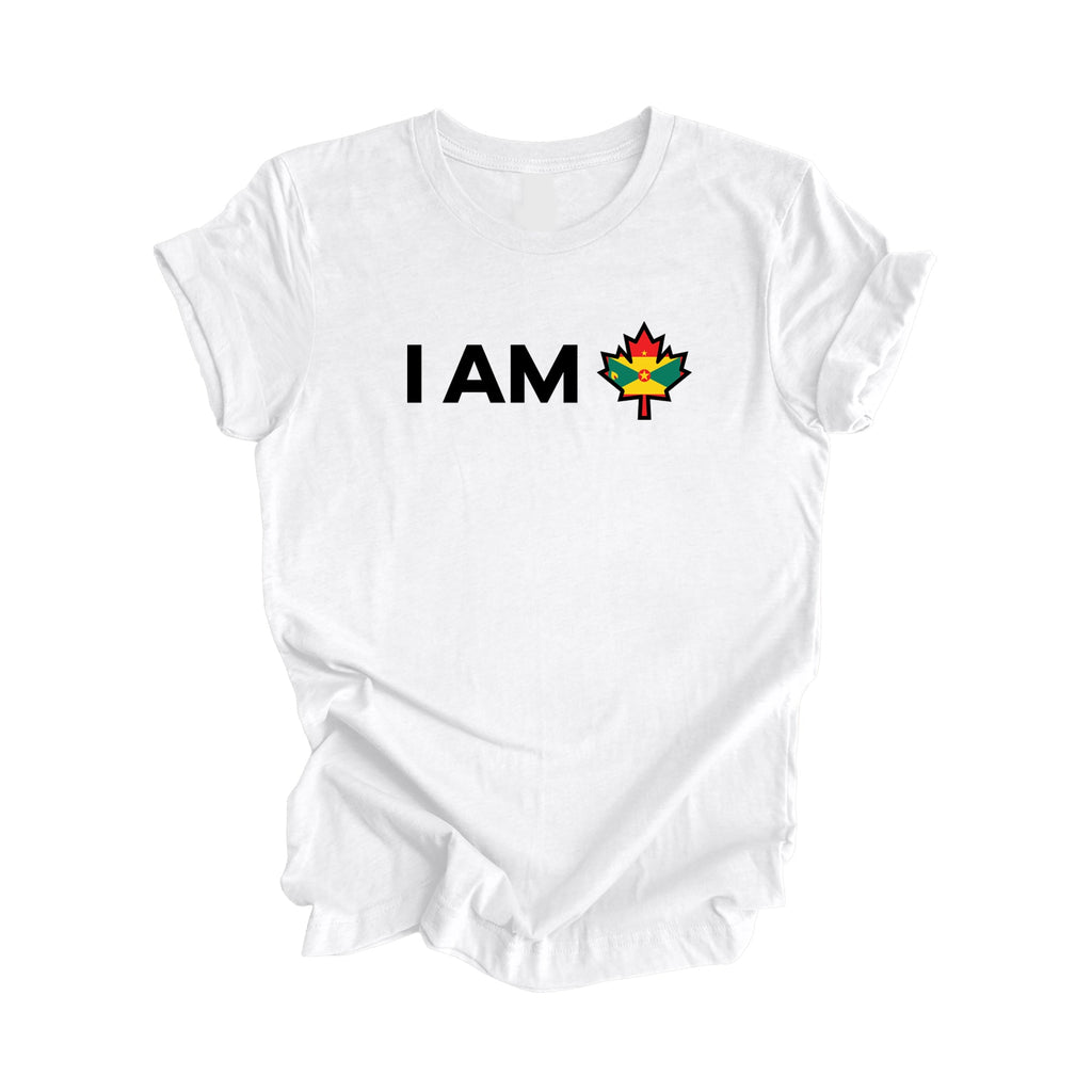 I Am Canada - Canadian Maple Leaf with Grenada Flag, Canadian Gift T-Shirt, Grenada Present, National Flag Tee Shirt - Inspired X