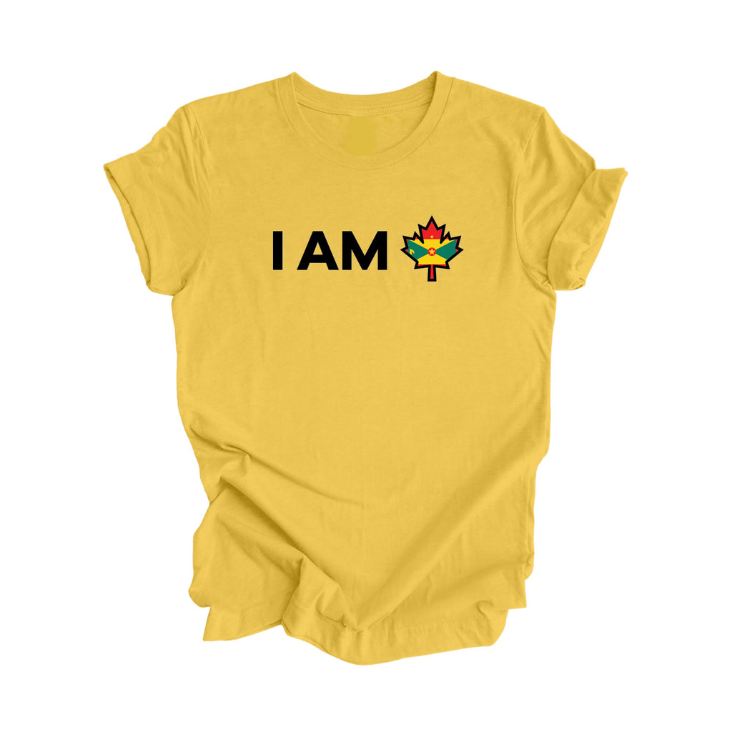 I Am Canada - Canadian Maple Leaf with Grenada Flag, Canadian Gift T-Shirt, Grenada Present, National Flag Tee Shirt - Inspired X