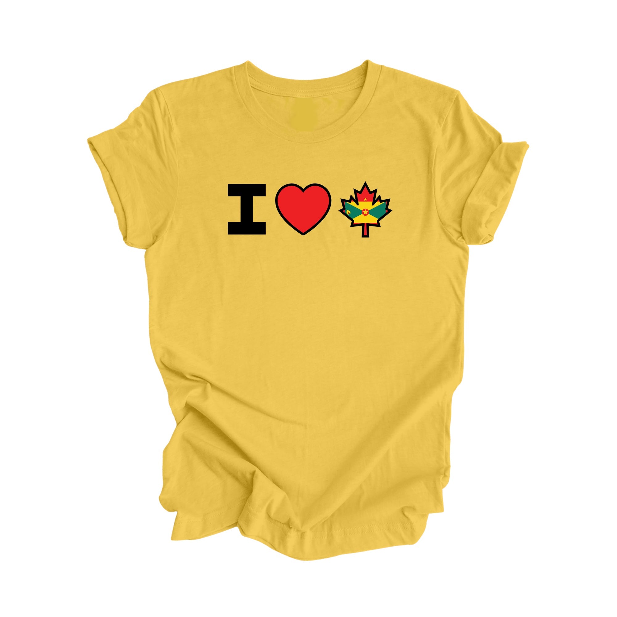 I Love Canada - Canadian Maple Leaf with Grenadian Flag, Canadian Gift T-Shirt, Grenadian Present, National Flag Tee Shirt - Inspired X