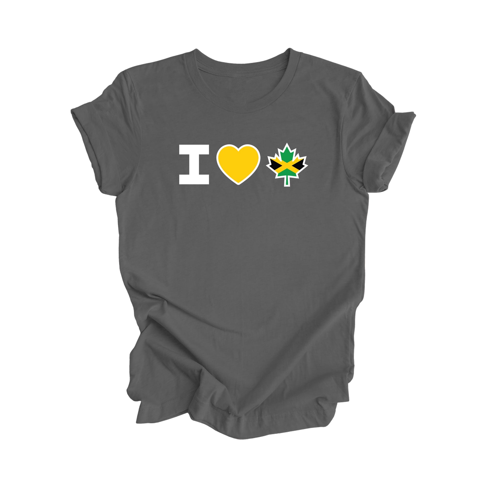 I Love Canada - Canadian Maple Leaf with Jamaica Flag, Canadian Gift T-Shirt, Jamaican Present, National Flag Tee Shirt - Inspired X