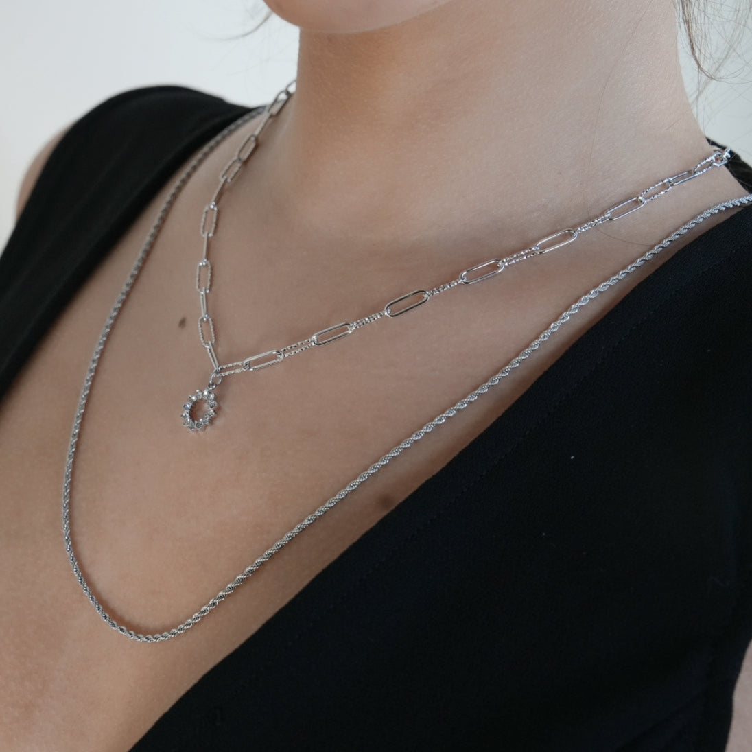 KIRA: Rope Chain Silver Necklace 28 Inches