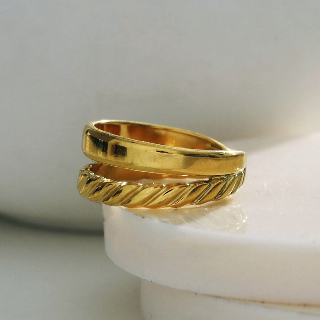 LARISSA: Double Stacked Contrasting Textured Ring