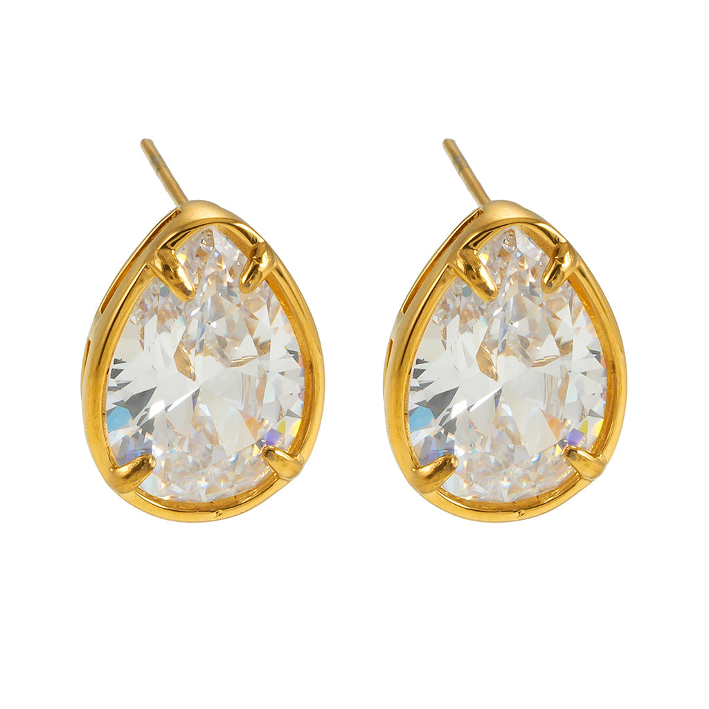 MARTHA Gold: Moissanite (Diamond Alternative) Teardrop Studs