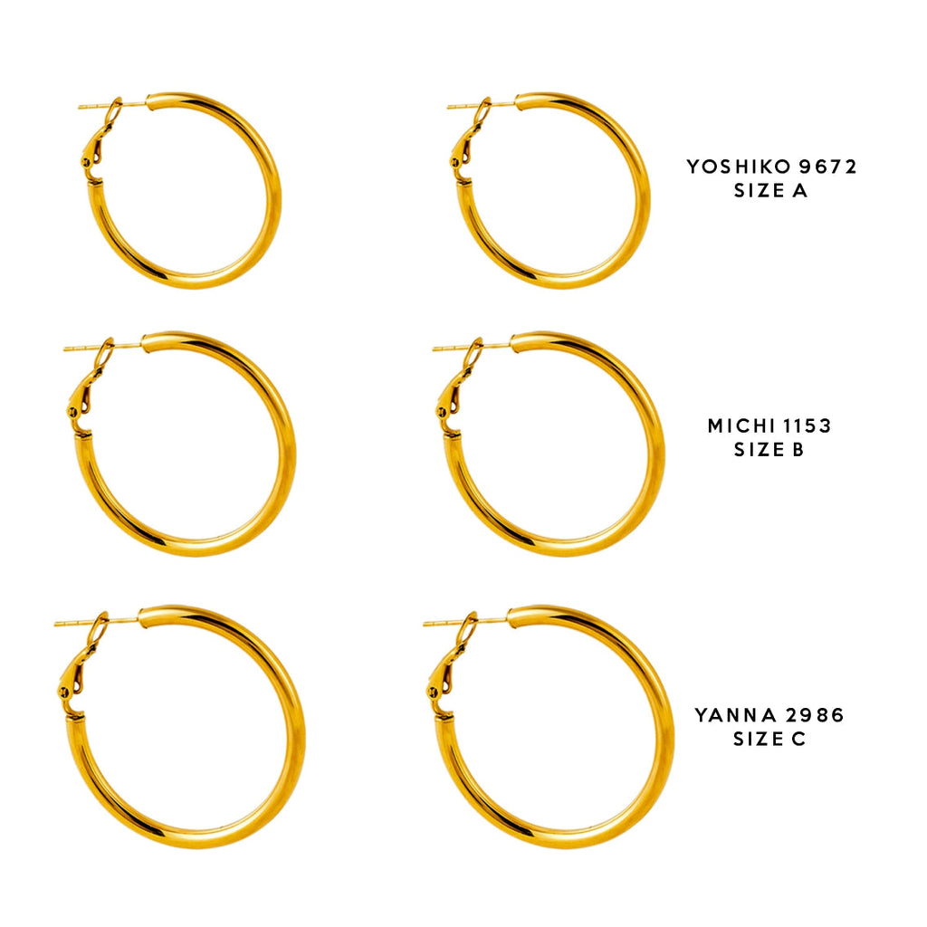 MICHI: Mid-Width Essential Hoop Earrings Gold Size B (2.5cm)