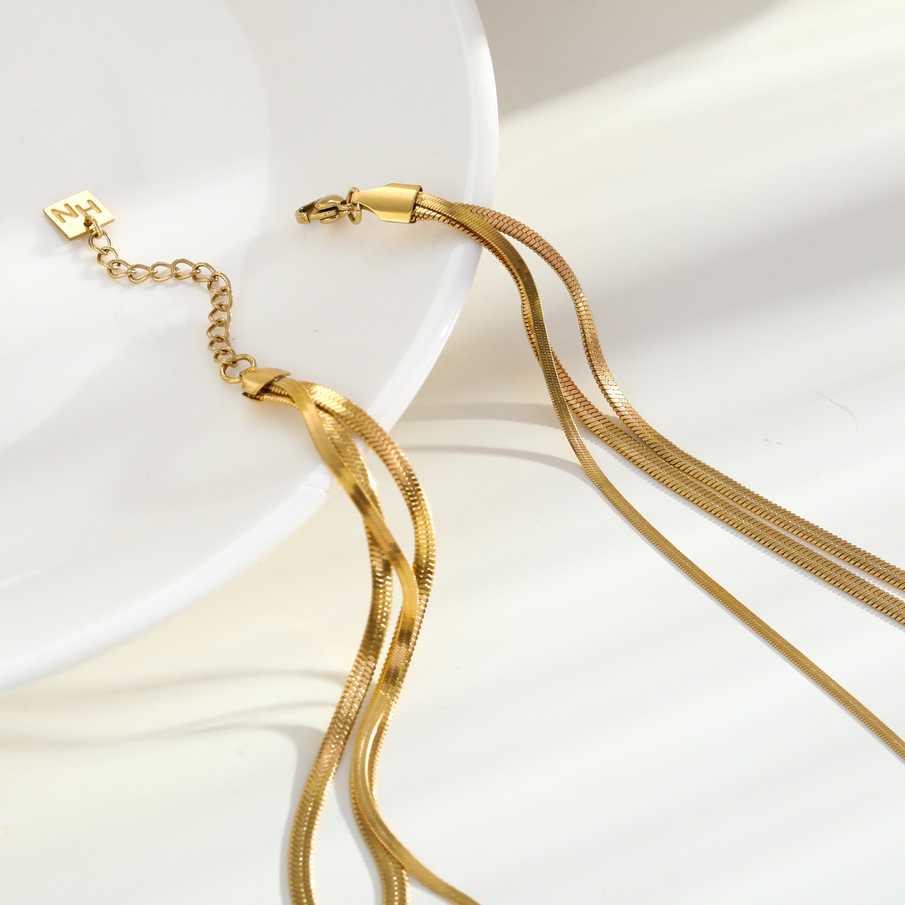 NALA: Snake-Skin Textured Triple Layered Gold Necklace