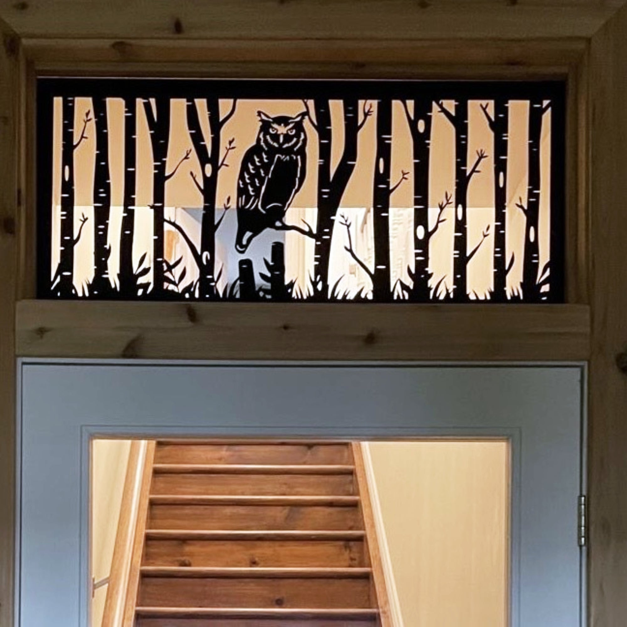 Decorative Metal Indoor/Outdoor Privacy Panel - Owl Birch Tree