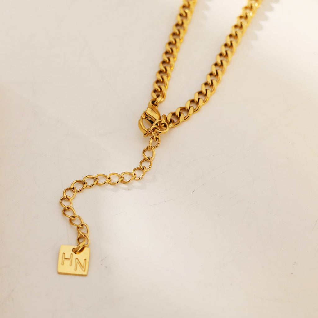 CALYPSO: Paper-Clip & Mini Figaro Chain Necklace