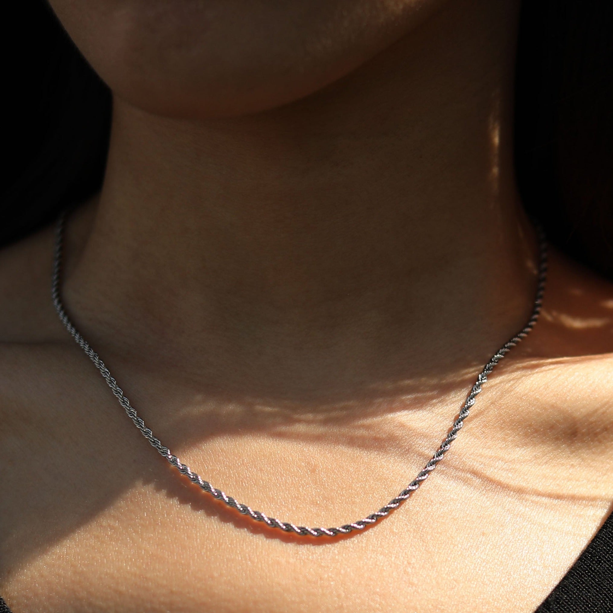 KIRA: Rope Chain Silver Necklace 20 Inches