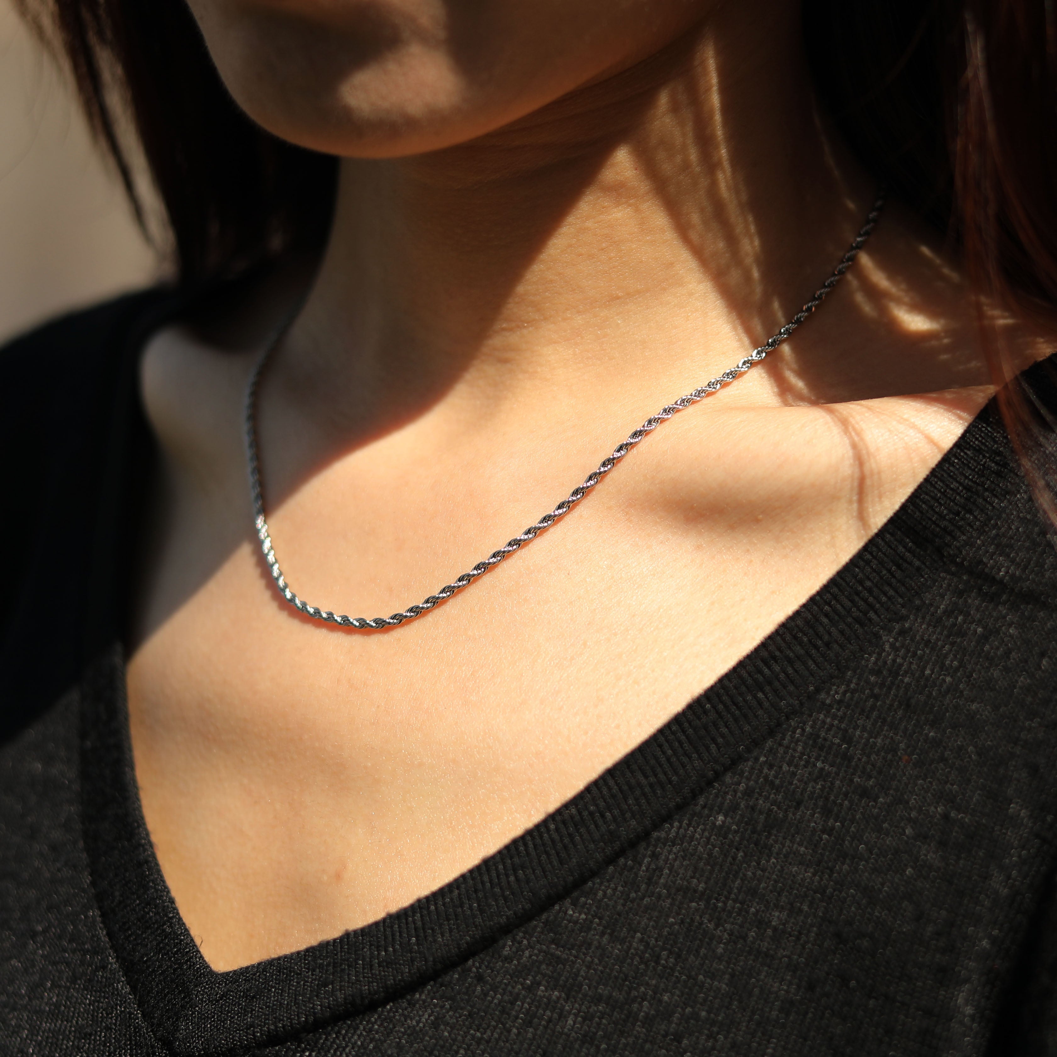 KIRA: Rope Chain Silver Necklace 16 Inches
