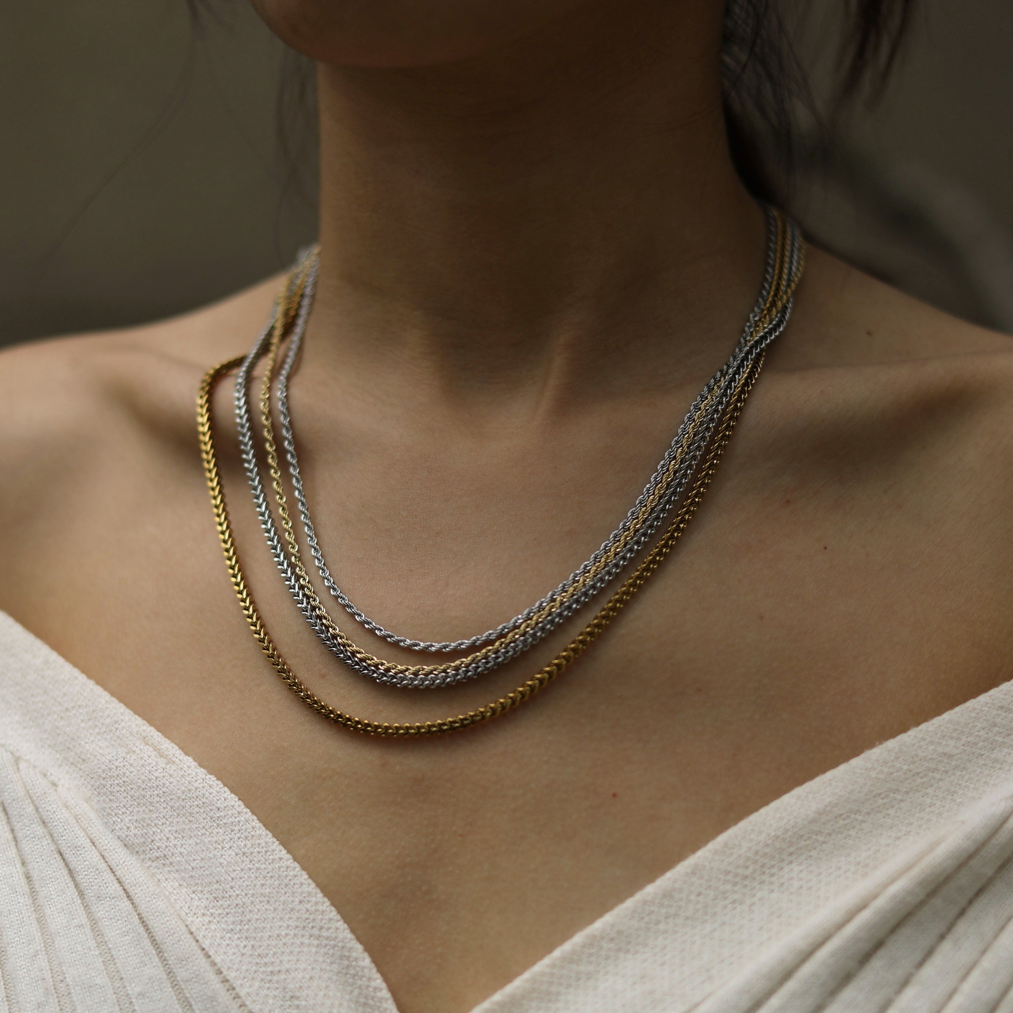 KIRA: Rope Chain Silver Necklace 16 Inches