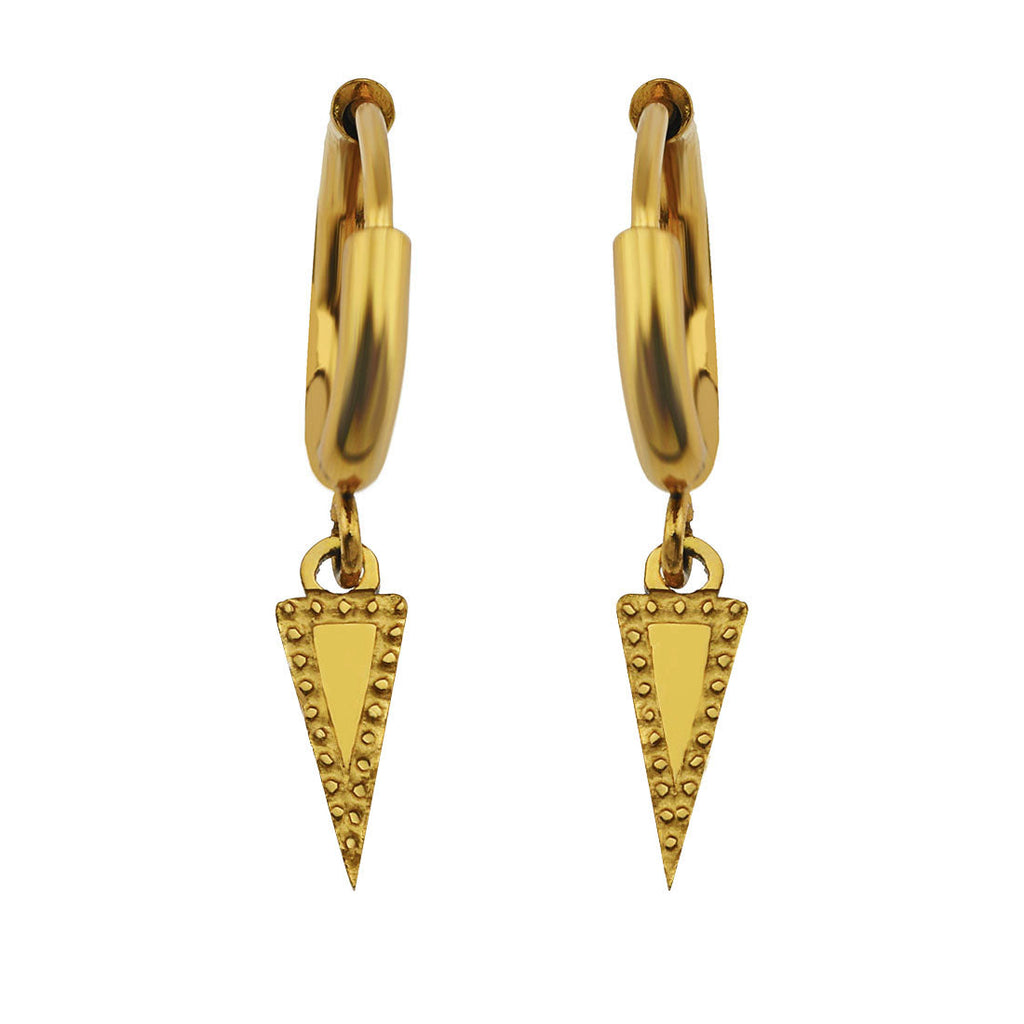 RYLEE Gold: Vintage Inspired Hoop Earrings with a Triangle Charm