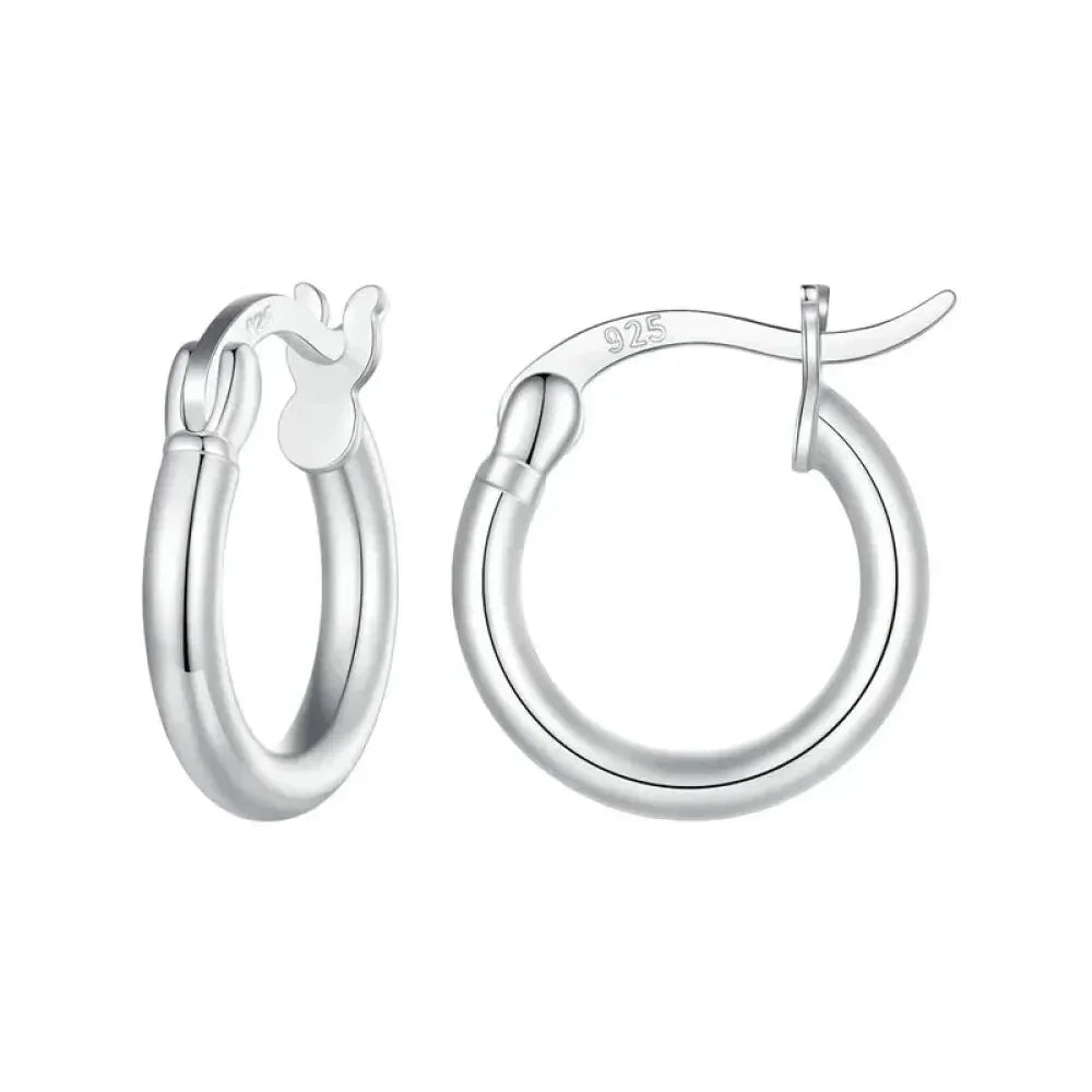 14K White Gold-Plated 925 Sterling Silver Hoop Earrings - Stylish And Hypoallergenic Jewelry For Women