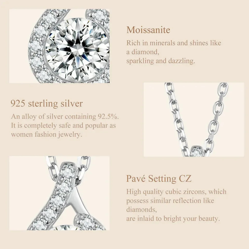 Dazzling 1ct Moissanite Sterling Silver Pendant Necklace