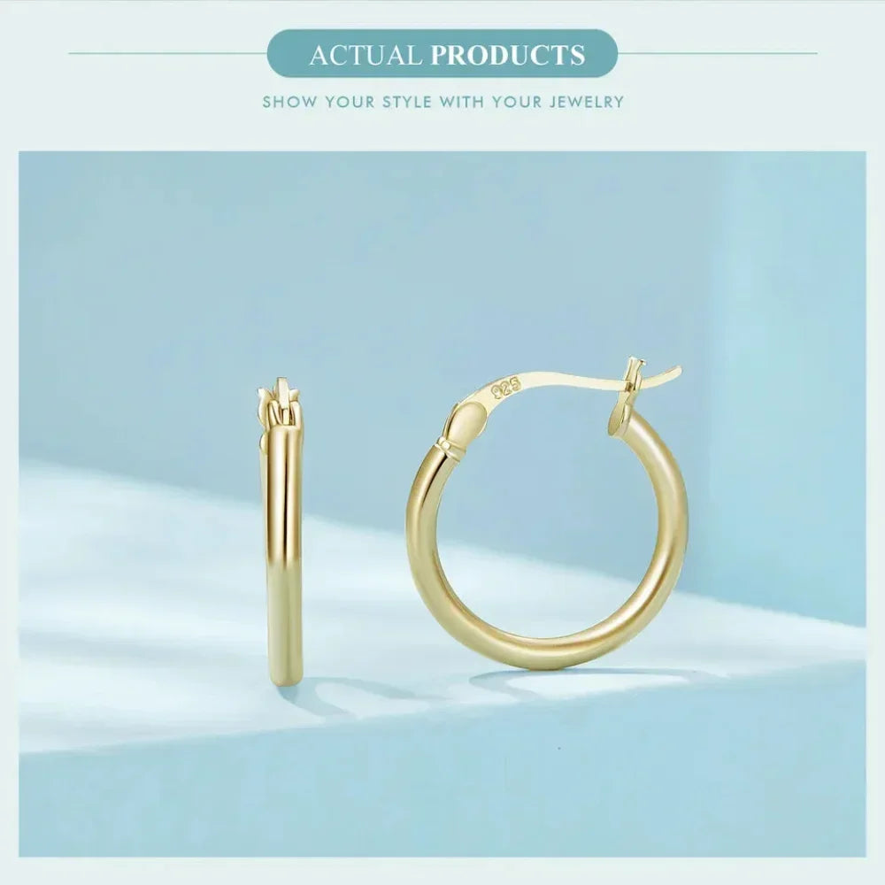 14K White Gold-Plated 925 Sterling Silver Hoop Earrings - Stylish And Hypoallergenic Jewelry For Women